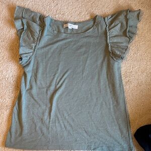 LOFT Sage Ruffle Sleeve Tee